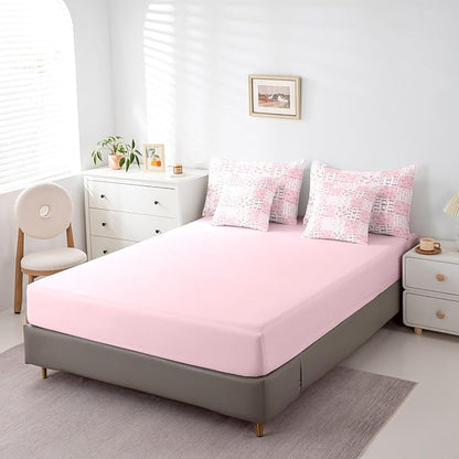 Feelyou Pink Bow Comforter Set with Sheets Full Size Kids Bowknot Plaid 7 Pieces Bedding Set for Boys Girls Teens Gift for Girls Women Grid Bed in a Bag Breathable Princess Décor Bed Set