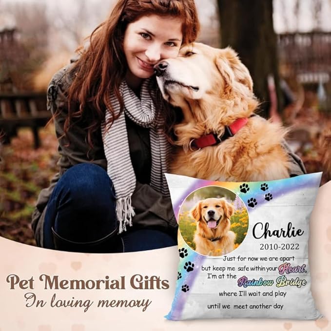 Personalized Pet Photo Memorial Throw Pillow (Insert Included), Dog Memorial Gifts for Loss of Dog, Pet Pillows Photo, Pet Loss Gift Sympathy Gift for Pet, Pillow Case Cover, Pillow Pet Dog