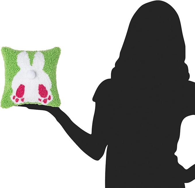 C&F Home Easter Bunny Bum Green Hooked Small Petite Mini Accent Pillow 8" x 8" Spring Springtime Home Living Room Sofa Couch Chair Bed Bedroom Decor Decoration 8" x 8" Green
