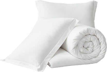 Chezmoi Collection Cliff 3-Piece Lightweight Cooling Comforter Set, Queen- Rayon Derived from Bamboo & Polyester Blended, Soft Breathable Bedding for Hot Sleepers, White