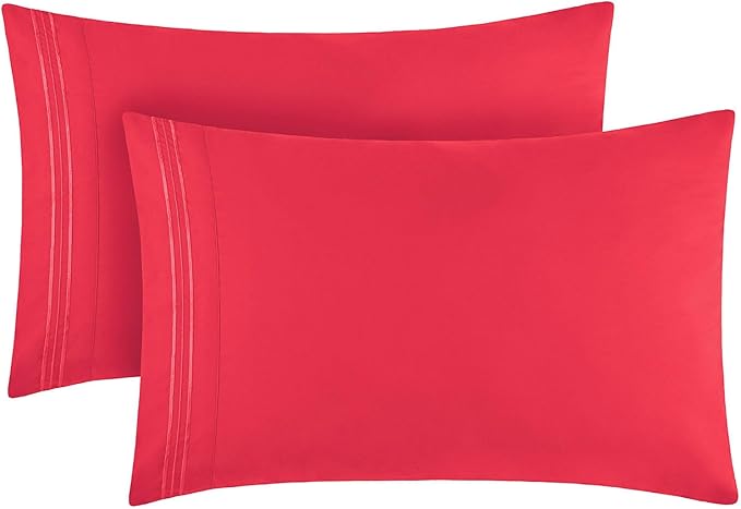 Mellanni Pillow Cases - Luxury, Extra Soft, Cooling Pillow Covers - 2 PC Iconic Collection Pillowcases - Envelope Closure (Standard/Queen 20" x 30", Hot Pink)