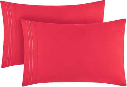 Mellanni Pillow Cases - Luxury, Extra Soft, Cooling Pillow Covers - 2 PC Iconic Collection Pillowcases - Envelope Closure (Standard/Queen 20" x 30", Hot Pink)