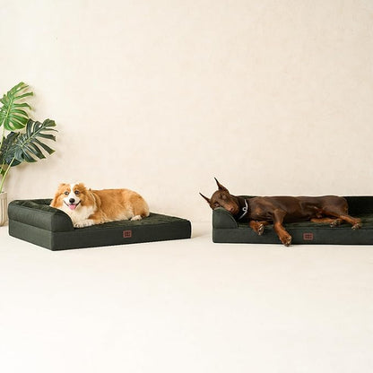EHEYCIGA Memory Foam Dog Bed Large Size Dogs, Orthopedic Dog Bed Large with Washable Removable Cover, Waterproof Pet Sofa Couch with Nonskid Bottom, 36x27x6, Dark Green
