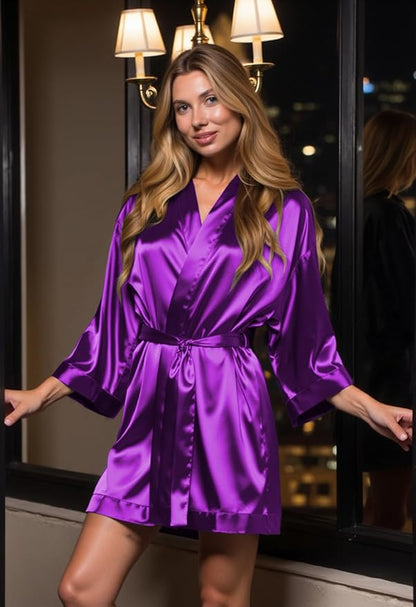 Turquaz Women's Bride Bridesmaids Silky Robe Satin Kimono Robes for Women Lingerie