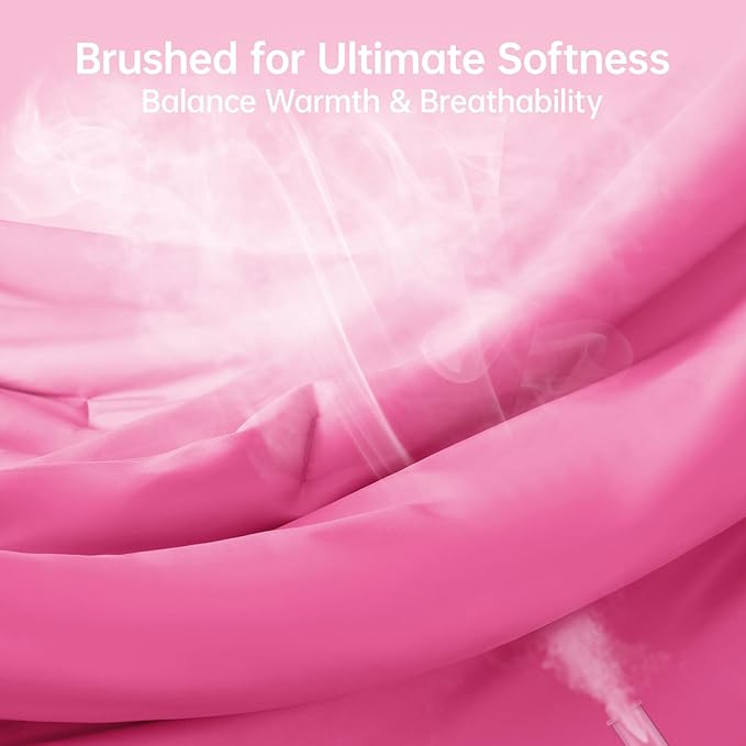 MUXHOMO Full Comforter Sets, All Season Ultra Soft Down Alternative Bedding - 3 Piece Lightweight Bed Set Includes 1 Comforter (82"x86") and 2 Pillow Shams (20"x26"), Hot Pink