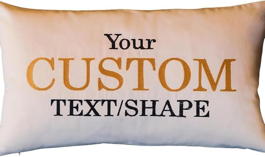 Create Your Own Embroidered Throw Pillow – Personalized with Name, Quote, Monogram, Logo or Shape – Handmade on Durable Cotton – Thoughtful Gift Idea for Loved Ones, Home Accent or Special Occasions