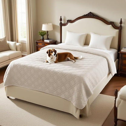 PrinceDeco Waterproof Couch Cover for Dogs Washable Dog Blanket Indoor and Outdoor Replacement Bed Cover with Anti-Slip Back Furniture Bed Couch Sofa for Large Sized Dog(52x82 Inch,French Oak)