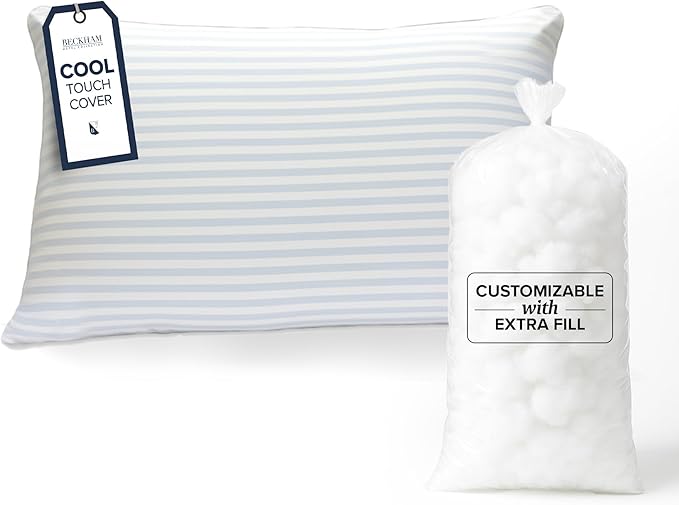 Beckham Hotel Collection Summer Sanctuary King Pillow - Cooling Qmax Adjustable Down Alternative Pillow w/Extra Fill, Ideal for Side Back Stomach Sleepers