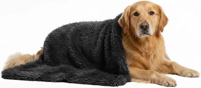 Pets Bed Blanket Dogs Reversible Soft Dog Throw Blankets Cats Mat Sleeper Fuzzy Pet Couch Covers Washable Cat Puppy Cover for Beds Car Sofa Travel Double Sided Furniture Protection (Dark Gray,L)