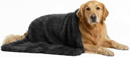 Pets Bed Blanket Dogs Reversible Soft Dog Throw Blankets Cats Mat Sleeper Fuzzy Pet Couch Covers Washable Cat Puppy Cover for Beds Car Sofa Travel Double Sided Furniture Protection (Dark Gray,L)