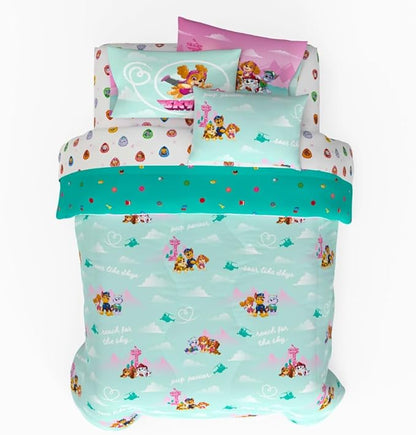 Paw Patrol Girl Skye Kids Bedding Super Soft & Cozy Reverisble Microfiber Comforter and Sheet Set with Sham, 7 Piece Full Size, (Officially Licensed Product) by Franco