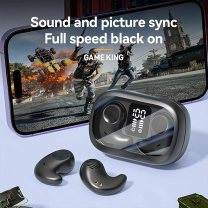 Sleep Earbuds Bluetooth in Ear Light-Weight Headphones, Mini Invisible Earplugs Small Design for Side Sleepers, 58H Playtime with Charging Case, Clear Calls& Noise Block-Black