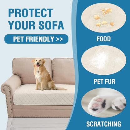 H.VERSAILTEX Couch Cover for Dogs Washable 100% Waterproof Sofa Cushion Cover Dog Bed Cover Non-Slip Pet Blanket for Sofa Cushion Protector, 35"x62", Ivory