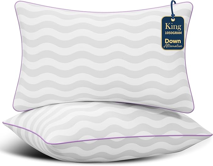 Dreamara King Size Pillows Set of 2 - Hotel Collection Bed Pillows with Down Alternative Fill, Soft & Supportive for Side, Stomach & Back Sleepers, Fully Machine Washable & Adjustable Loft Design
