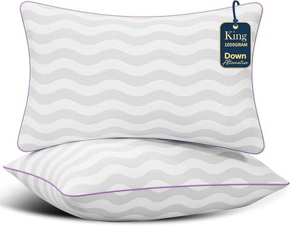 Dreamara King Size Pillows Set of 2 - Hotel Collection Bed Pillows with Down Alternative Fill, Soft & Supportive for Side, Stomach & Back Sleepers, Fully Machine Washable & Adjustable Loft Design