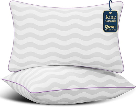 Dreamara King Size Pillows Set of 2 - Hotel Collection Bed Pillows with Down Alternative Fill, Soft & Supportive for Side, Stomach & Back Sleepers, Fully Machine Washable & Adjustable Loft Design