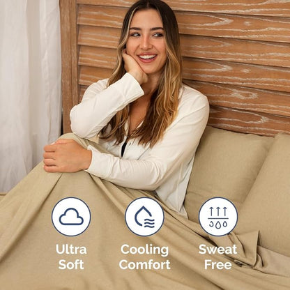 Full XL Bed Sheet Set - 4 Piece Extra Long Extended Full XL Sheets - Ultra Soft, Breathable & Cooling - Fits 8" to 16" Mattress with Deep Pockets - 54" x 80" - Wrinkle & Fade Resistant - Heathered Tan