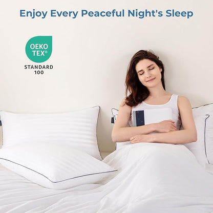 GOHOME Pillows Queen Size Set of 4 - Bed Pillows for Sleeping 4 Pack, Cooling Supportive Hotel Pillows with Premium Soft Down Alternative Fill for Side Stomach and Back Sleepers