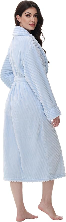Yurhap Premium Robes for Women - Super Soft Cozy Fleece Womens Robe Plush Long Bathrobe