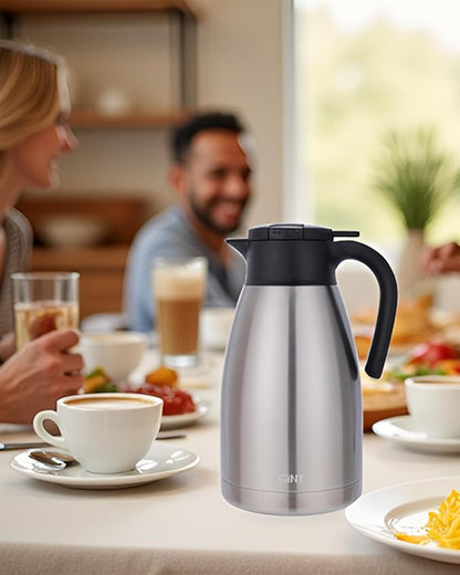 GiNT 74Oz Thermal Coffee Carafe, Insulated Stainless Steel Coffee Carafes for Keeping Hot/Double Walled Vacuum Thermal Carafe (Silver, 2.2L)