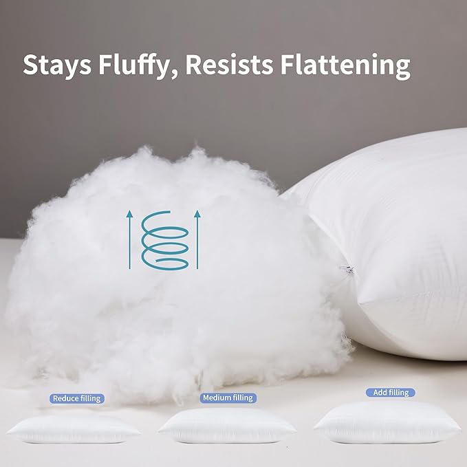 King Size Pillows Set of 2, King Pillows 2 Pack with Adjustable Down Alternative Polyester Fiber Fill, Hotel-Quality Comfort for Side, Back & Stomach Sleepers