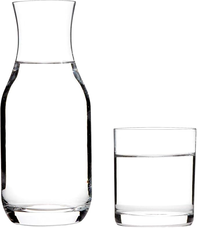 Lily's Home Bedside Night Water Carafe with Tumbler Glass, Use in Bedroom Bathroom, or Kitchen, Use Cup as Lid, 16 Ounces Contemporary