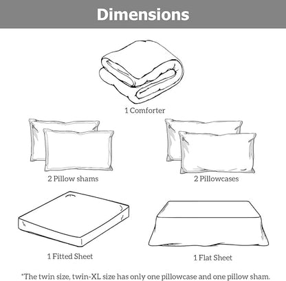 Purple Lavender Comforter Set - 7 Piece Soft Bed in a Bag with Reversible Comforter, Sheets, Pillowcases & Shams, All Seasons Boho King Bed Set