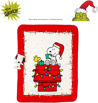 Peanuts Snoopy Holiday & Christmas Kids Bedding Super Soft Plush Pillow and Throw 2 Piece Set, 40 in x 50 in (Officially Licensed Product) by Franco
