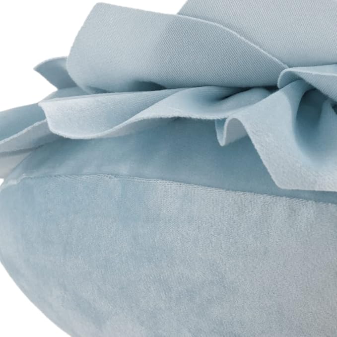 Decorative Throw Pillow 3D Flower Round Pillow Accent Handmade Cushion with Insert for Couch Bed Home Decor 12 Inch Blue