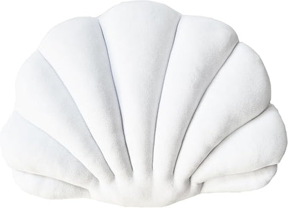 YRXRUS Seashell Pillow, White Shell Shaped Pillow, Outdoor Indoor Room Decor, Ocean Series Velvet Pillows, Throw Pillows for Patio, Bedroom Living Kids Room 3D Insert Pillow 18x13 Inch