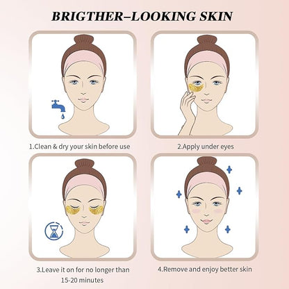 Under Eye Patches (24 Pairs) - Bridesmaid Gift, Valentine's Day Gift- 24K Gold Under Eye Masks for Dark Circles, Puffy Eyes, Wrinkles - Rejuvenating & Revitalizing Eye Skincare Treatment