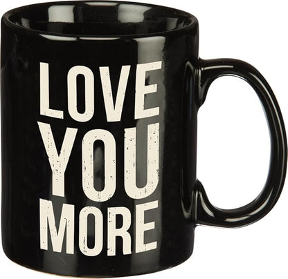 Primitives by Kathy Black and White Stoneware Coffee Mug, 20-Ounce, Love You More