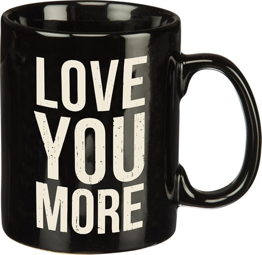 Primitives by Kathy Black and White Stoneware Coffee Mug, 20-Ounce, Love You More