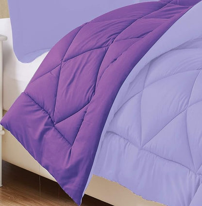 Elegant Comfort Goose Down Alternative-Diamond-Stitched-Quilted 2-Piece Reversible Comforter Set/Duvet Insert Ultra Soft Bedding-Medium Warmth for All Seasons, Twin XL, Lavender/Purple
