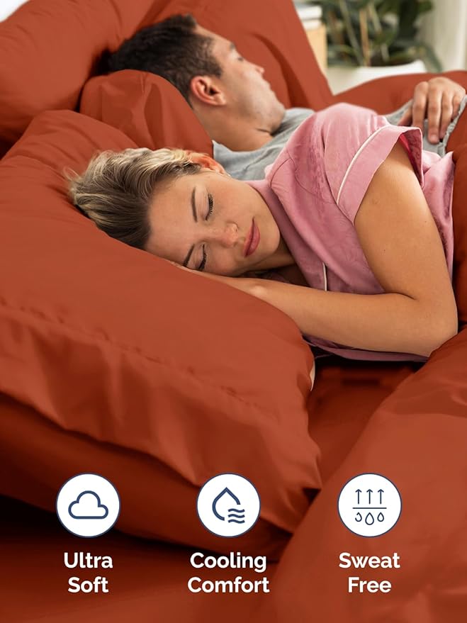 Extra Deep Full Sheet Set - 6 Piece Breathable and Cooling Sheets - Hotel Luxury Bedding for Women, Men, Kids & Teens - Easy & Secure Fit - Soft, Wrinkle Free & Comfy - Extra Deep Pockets - Terracotta