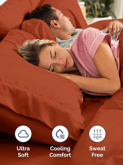 Extra Deep Twin Sheet Set - 4 Piece Breathable and Cooling Sheets - Hotel Luxury Bedding for Women, Men, Kids & Teens - Easy & Secure Fit - Soft, Wrinkle Free & Comfy - Extra Deep Pockets - Terracotta