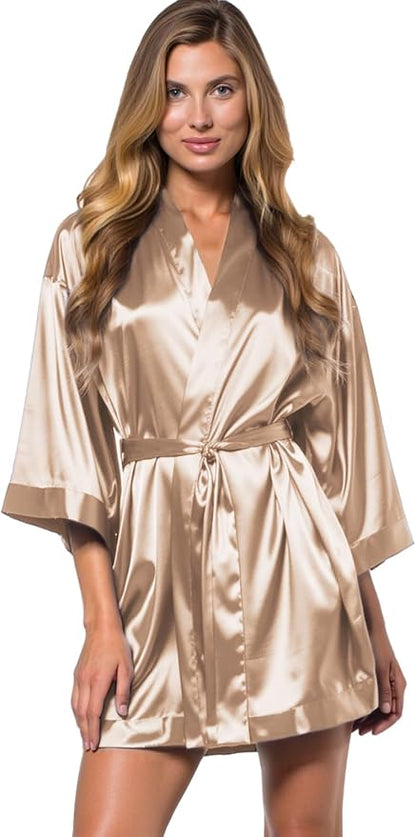 Turquaz Women's Bride Bridesmaids Silky Robe Satin Kimono Robes for Women Lingerie