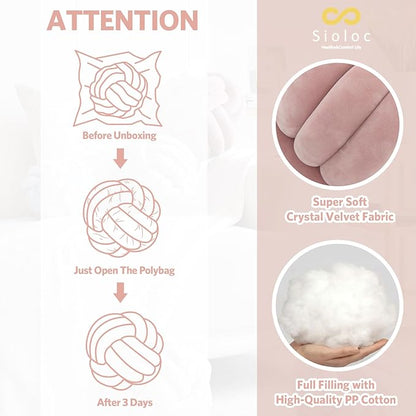 Sioloc Soft Knot Ball Pillows,Round Throw Pillow Cushion Home Decoration Plush Pillow,Throw Knotted Pillow Handmade Round Pillow（7.8inches,Beige）