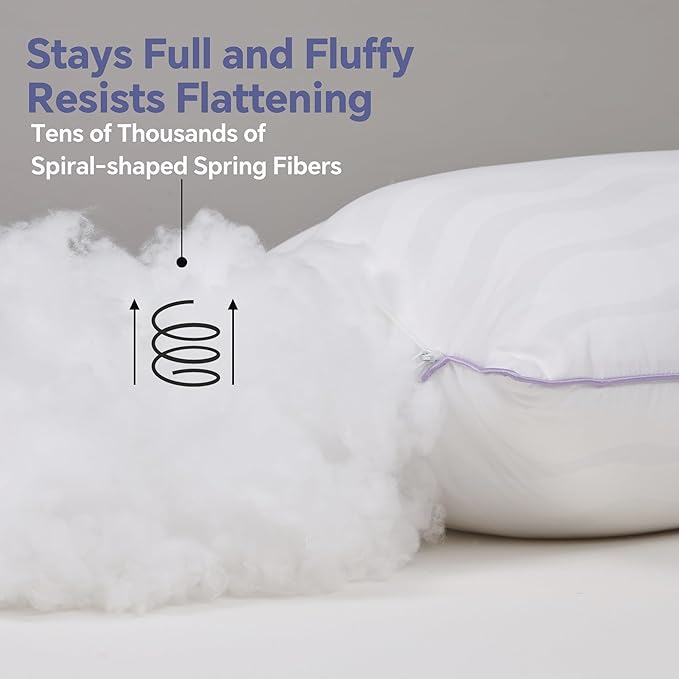 Dreamara Pillows Standard Size Set of 4 - Hotel Collection Bed Pillows with Down Alternative Fill, Soft & Supportive for Side, Stomach & Back Sleepers, Fully Machine Washable & Adjustable Loft Design