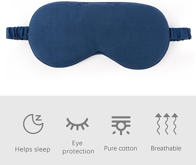 HBHLFZ Sleep Mask 2 Pack - Bamboo Viscose Fiber Sleeping Eye Mask - with Elastic Band/Headband - Comfort Sleeping Shade - for Nighttime Sleeping, Traveling & Napping（Navy Blue）