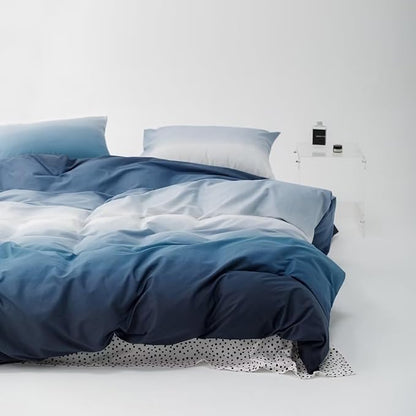 Luxlovery Gradient Blue & White Comforter Set King Ink Blue Bedding Set Solid Navy Blanket Quilts Soft Breathable Blanket Quilts Abstract Comforter Set Women Men