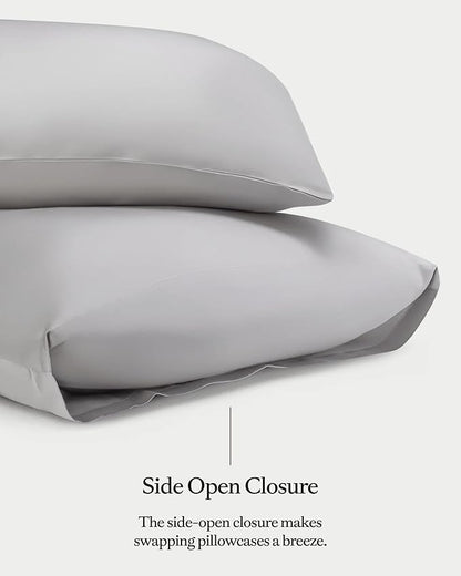 Cozy Earth Standard Pillowcases Set of 2 - Made of 100% Viscose from Bamboo, Ultra-Soft & Luxury, Woven from Naturally Breathable & Lightweight Fabric - Light Grey