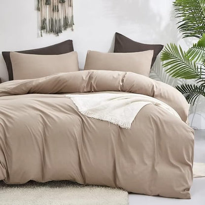 CLOTHKNOW Khaki Queen Comforter Set Cream Coffee Bedding Comforter Sets Soft Taupe Queen Comforter All Season Wheat Tan Comforter Sets Queen