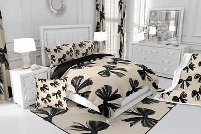Erosebridal Bow Bedding Set King Black Bow Tie Bedding Comforter Sets for Kids Teen Adults Room Decor,Watercolor Bowknot Comforter Set Black White Simple Decor Bed Duvet Set