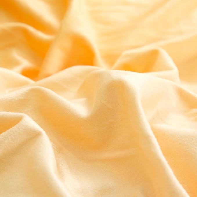 CLOTHKNOW Orange Yellow Fluffy California King Comforter Set Velvet Bedding Comforter Sets Mustard Yellow Comforters with 2 x Pillow Cases