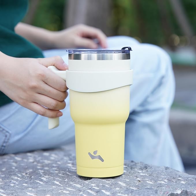 40 oz Tumbler with Handle and 2 Straw 2 Lid, Insulated Water Bottle Stainless Steel Vacuum Cup Reusable Travel Mug,Day Night