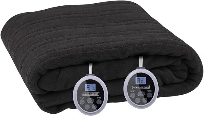 BLACK+DECKER Heated Blanket Electric Queen, Micro Plush Electric Blanket, Heating Blanket with 10 Heating Levels, 10H Timer, Auto Shutoff, Dual Zone Heating, Fast Heating (84x90 inches, Black)