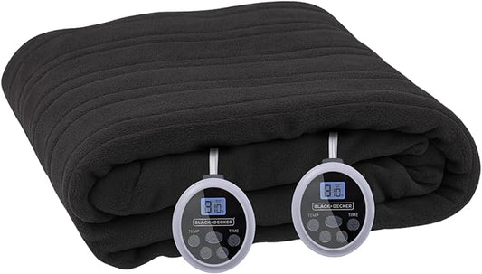 BLACK+DECKER Heated Blanket Electric Queen, Micro Plush Electric Blanket, Heating Blanket with 10 Heating Levels, 10H Timer, Auto Shutoff, Dual Zone Heating, Fast Heating (84x90 inches, Black)