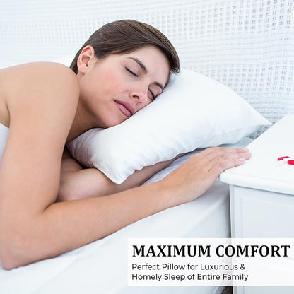 King Size Bed Pillows - Set of 2, Medium Density, Soft and Supportive for Back, Side, and Stomach Sleepers((King -White), Pack of 2)