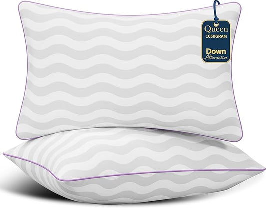 Dreamara Pillows Queen Size Set of 2 - Hotel Collection Bed Pillows with Down Alternative Fill, Soft & Supportive for Side, Stomach & Back Sleepers, Fully Machine Washable & Adjustable Loft Design